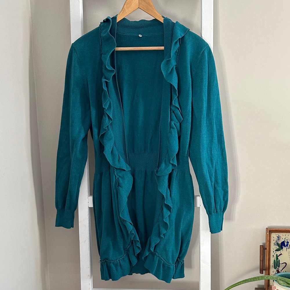 Haiku… 100% Cotton Ruffle Open Cardigan